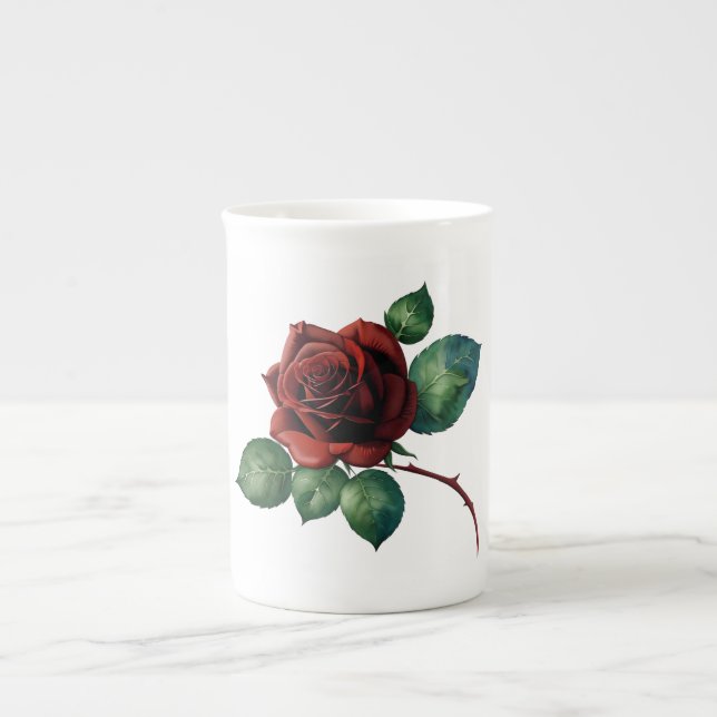 Red Roses Bone China Mug (Front)