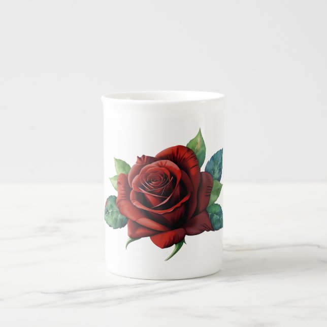 Red Roses Bone China Mug (Front)