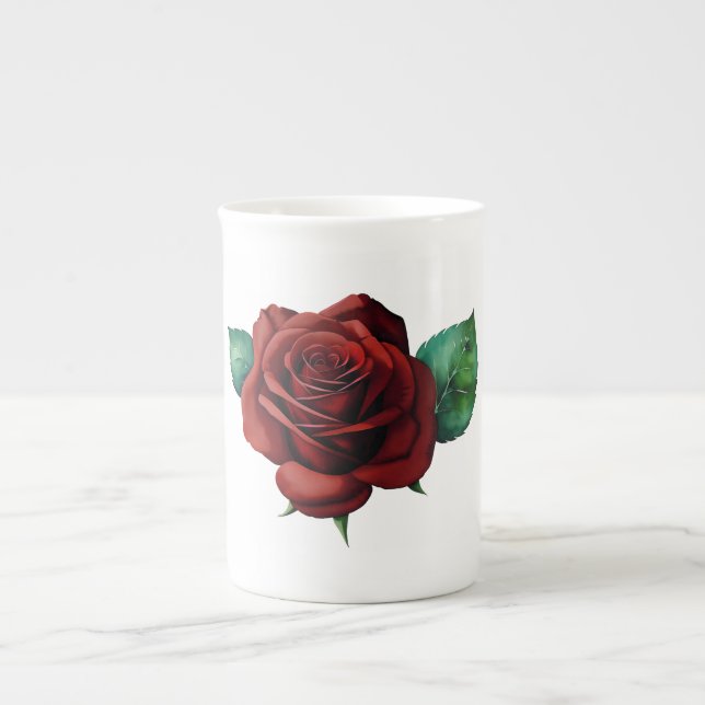 Red Roses Bone China Mug (Front)
