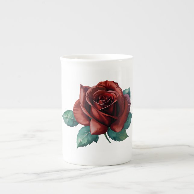 Red Roses Bone China Mug (Front)