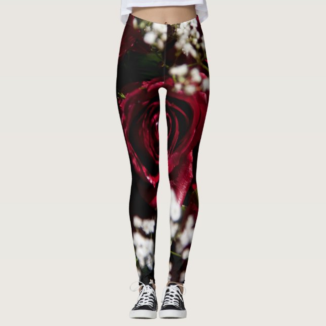 Red roses bouquet leggings (Front)