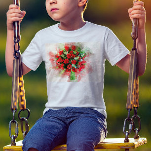 Red Roses Bouquet Watercolor on White Background T-Shirt