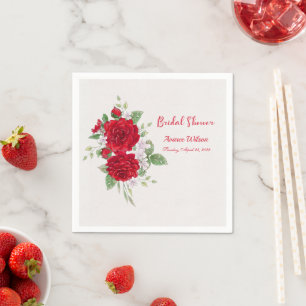 Red Roses Bridal Shower Napkin