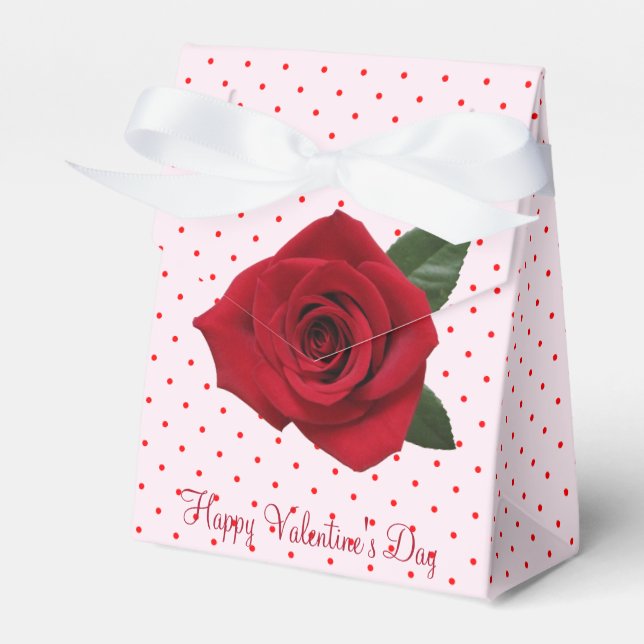Red Roses Candy or Gift Valentine's Day Favour Box (Front Side)