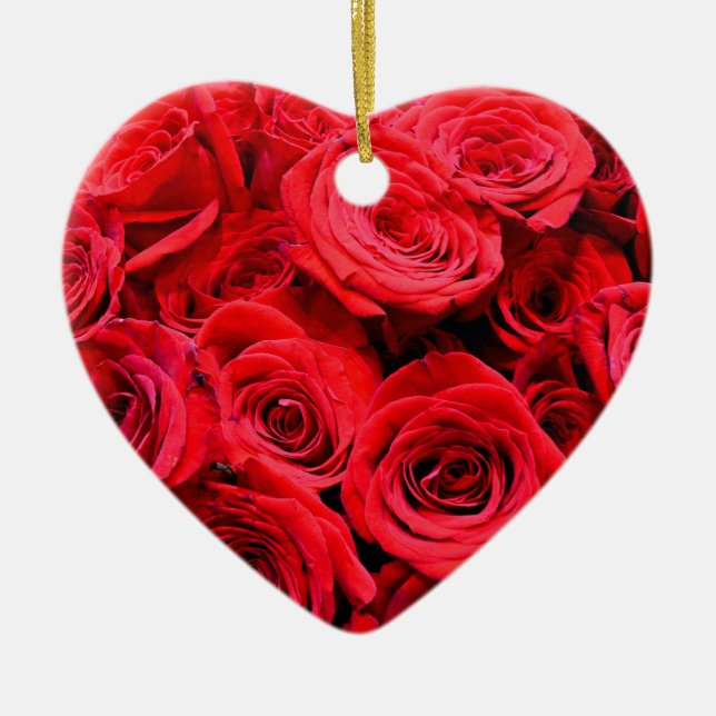 Red Roses Ceramic Ornament (Front)