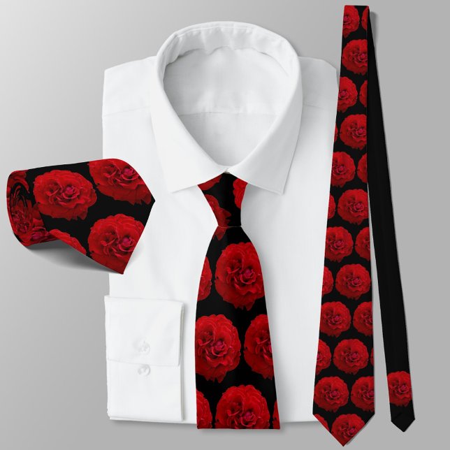 Red Roses Classic Black Floral Tie (Creator Uploaded)