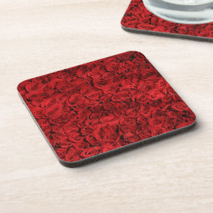 Red Roses Close Up Photo Coaster