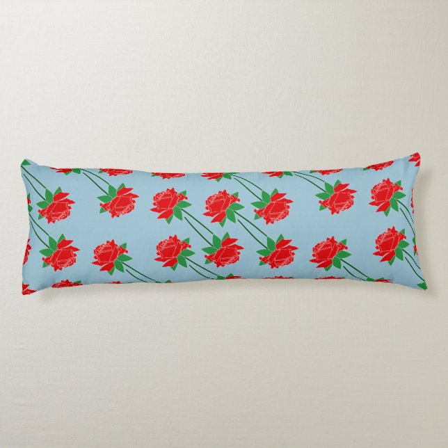 Red Roses Custom Pattern Body Pillow (Back)