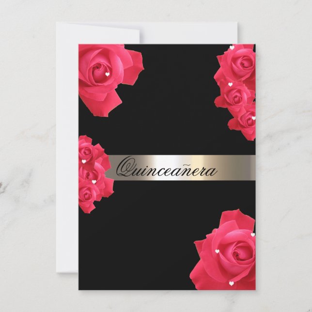 Red Roses, Custom Quinceanera Invitation (Front)