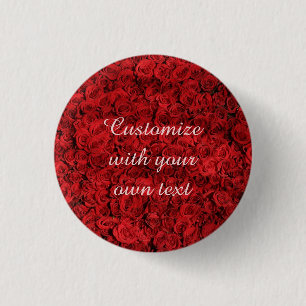 Red Roses Custom Text 1 Inch Round Button