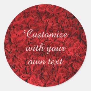 Red Roses Custom Text Classic Round Sticker