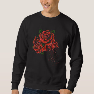Red Roses Cute Flower Illustration Sweatshirt