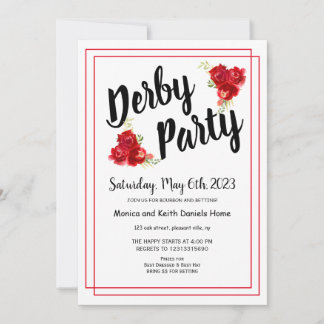 Red Roses Derby Party Invitation