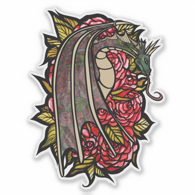 Red Roses Dragon Art                               (Front)
