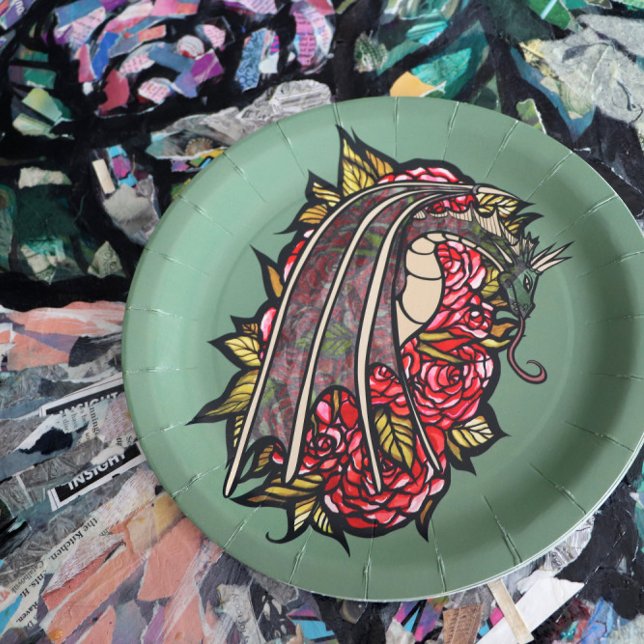 Red Roses Dragon Art                          Paper Plate (Creator Uploaded)