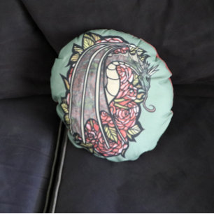 Red Roses Dragon Art Round Pillow