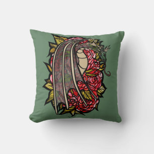 Red Roses Dragon Art                   Throw Pillow