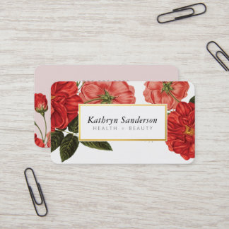 RED ROSES eco floral stylish vintage bouquet Business Card