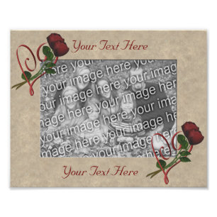 Red Roses Elegant Heart Frame Modèle Photo Imprime