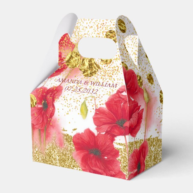 Red Roses Elegant Wedding  Favor Box (Front Side)