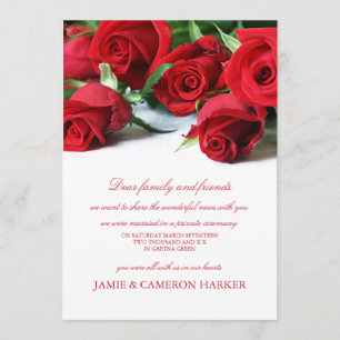 Red Roses Elopement Announcement