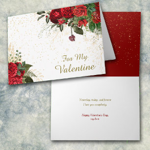 Red Roses et Confetti Romantique Carte Saint-Valen