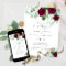 Red Roses Eucalyptus Printed or Digital Wedding