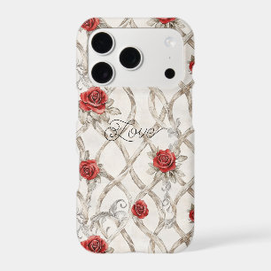 Red Roses Faux Wood Floral Love