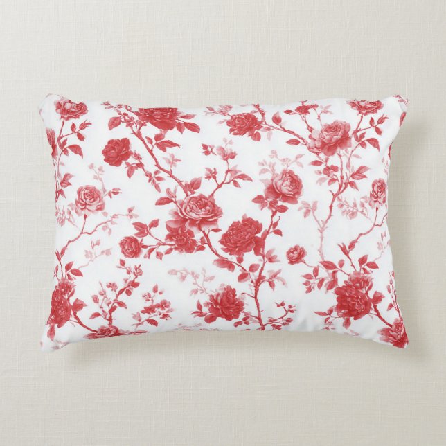 Red Roses Floral Accent Pillow (Front)