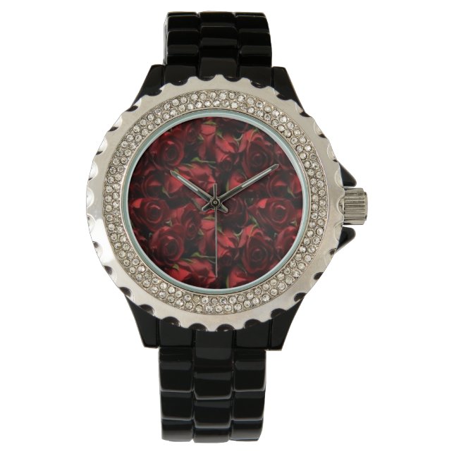 Red Roses Floral Black Watch (Front)