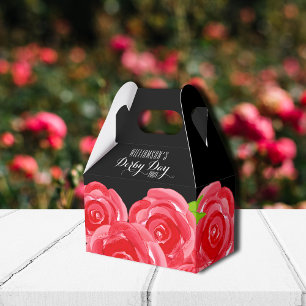 Red Roses Floral Derby Gable Style Favor Box