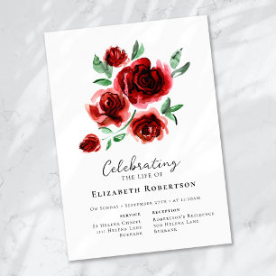 Red Roses Floral Funeral  Invitation
