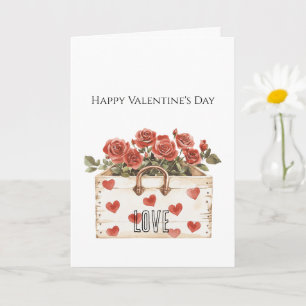Red Roses Floral Hearts Valentine's Day Card