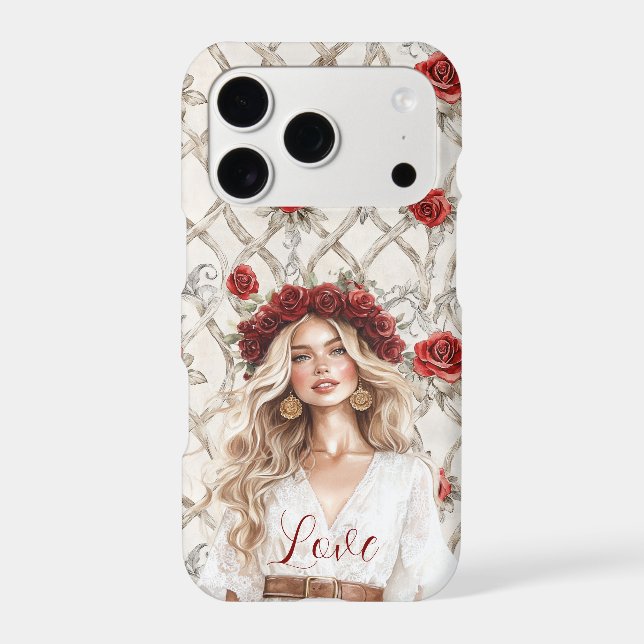 Red Roses Floral Love Blond Girl Wreath (Verso)