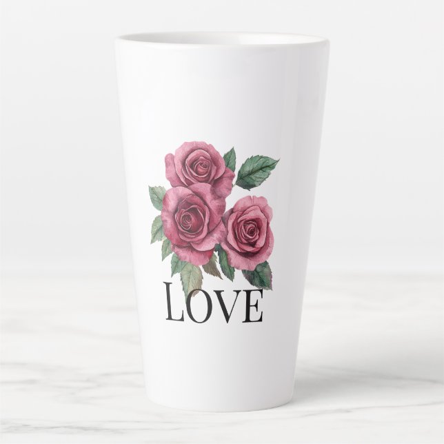 Red Roses Floral Love  Latte Mug (Front)