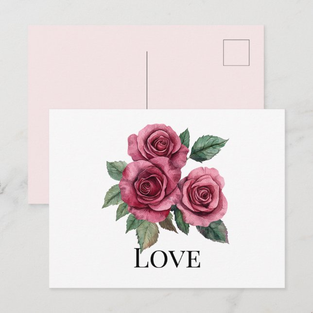 Red Roses Floral Love  Postcard (Front/Back)