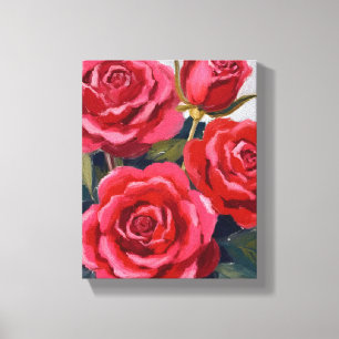 Red Roses Floral Painting Canvas Print