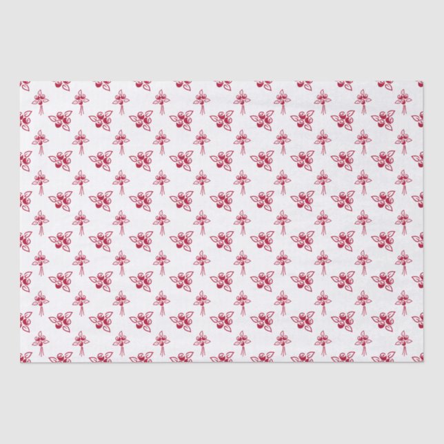 Red Roses Floral Pattern Tissue Paper (Front)
