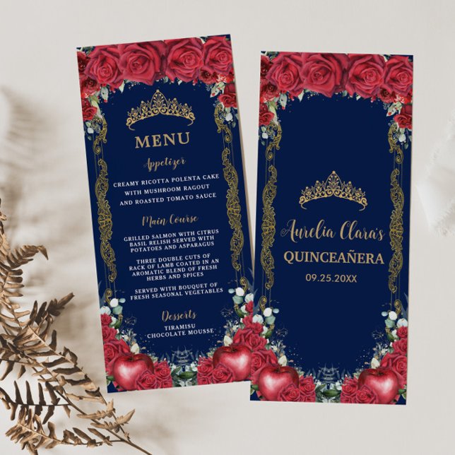 Red Roses Floral Snow White Apple Birthday Menu (Creator Uploaded)