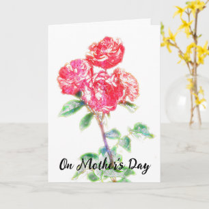 Red Roses Flower Art Mother's Day Card