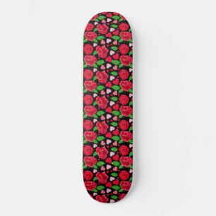 Red Roses Flower Lover Hearts Happy Valentines day Skateboard