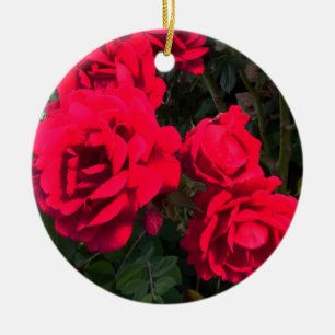 Red Roses Flowers Ceramic Ornament