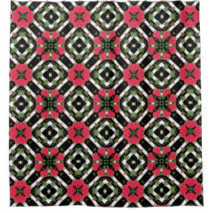 Red roses flowers floral kaleidoscopic black white