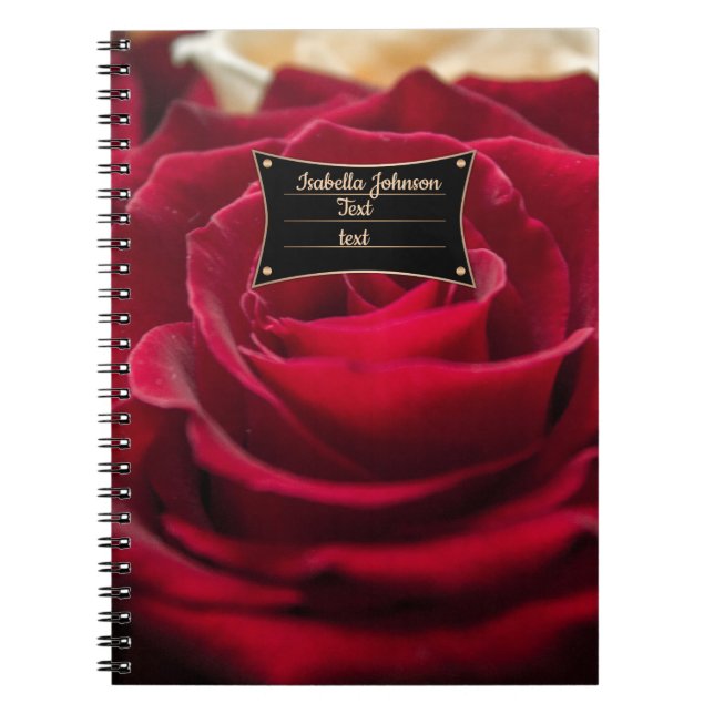 Red roses flowers floral romantic nature botanical notebook (Front)