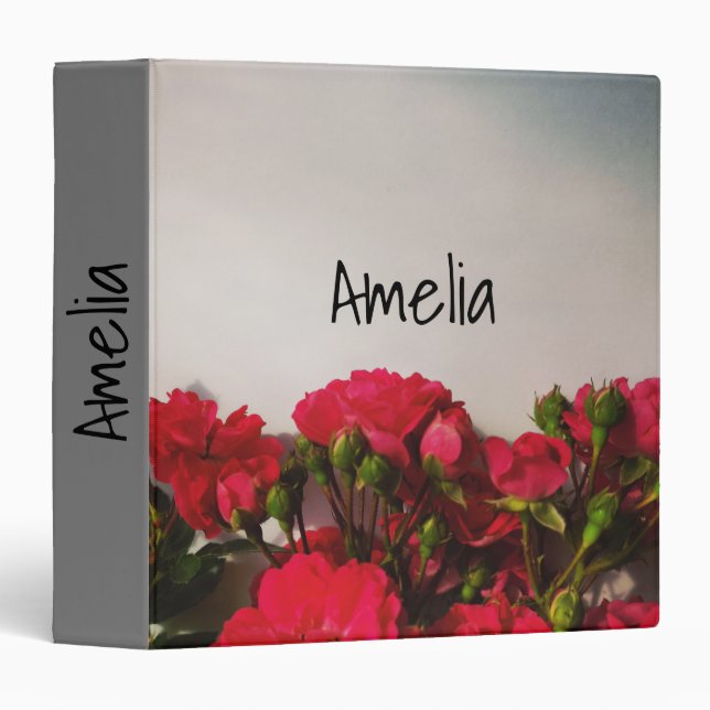 Red roses fresh buds blooming bright flowers flora binder (Front/Spine)
