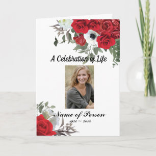 Red Roses Funeral Program