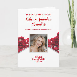 Red Roses Funeral Program | Memorial Program