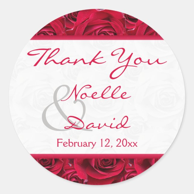 Red Roses Galore Mariage Favor Sticker (Devant)