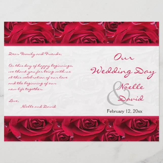 Red Roses Galore Programme de mariage (Devant)