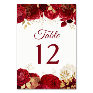 Red Roses & Gold All events Table Number